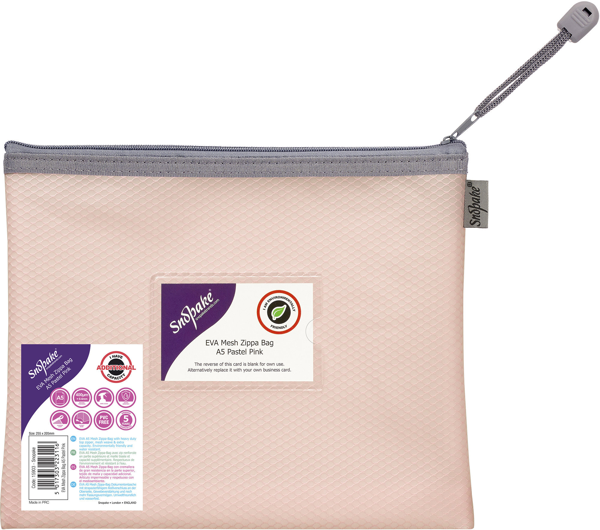 SNOPAKE EVA Pastel Mesh se zipem HC, A5, pastelově růžové
