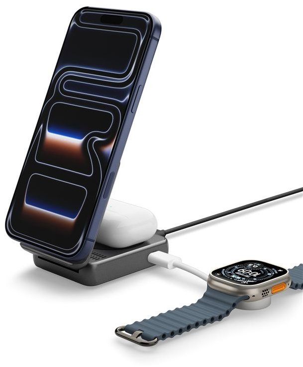 Spigen Essential MagSafe 2-in-1+C Wireless Charger EF302MOQ Black