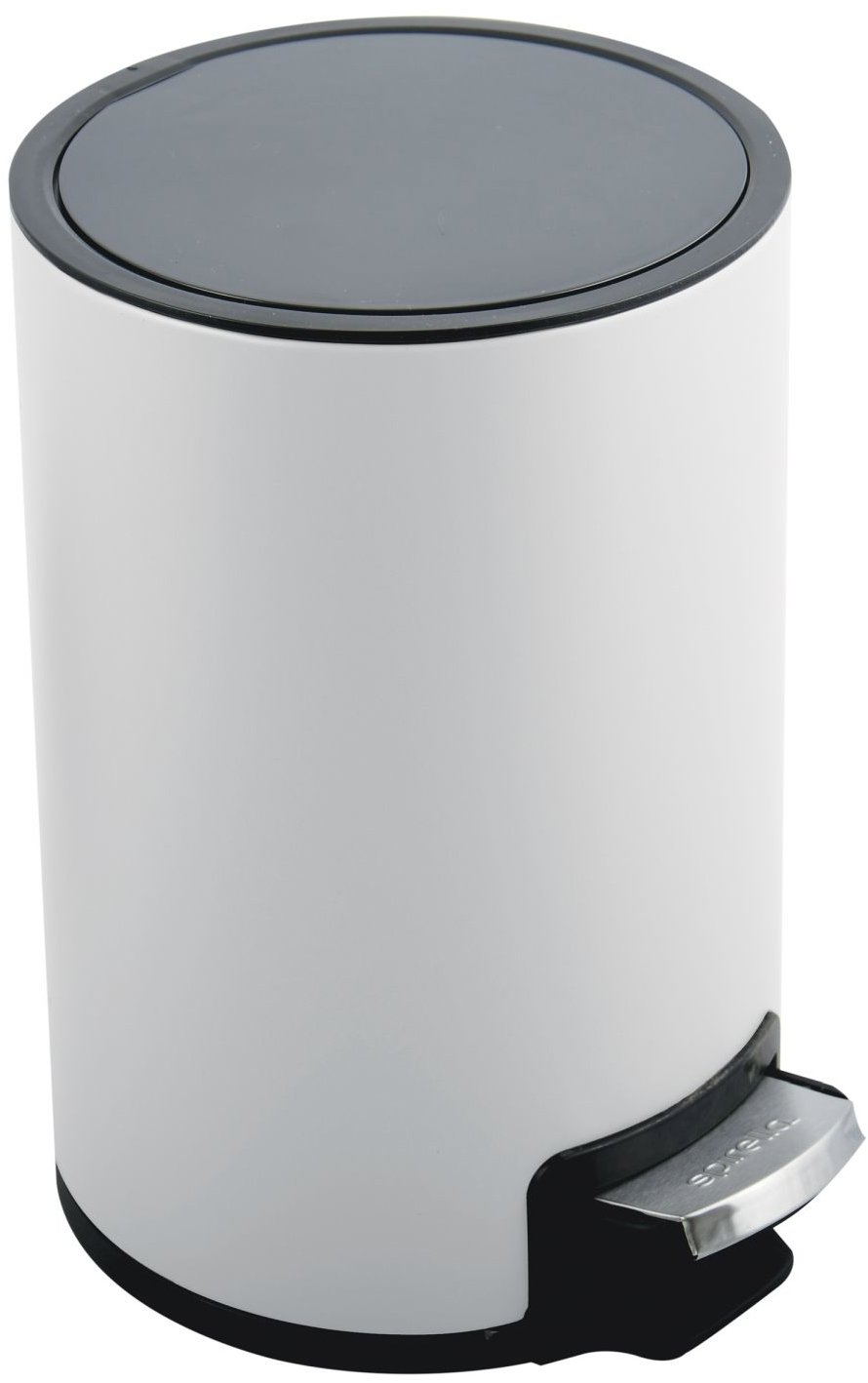 Pedálový odpadkový koš Riku, matný bílý, ocel, 5 l