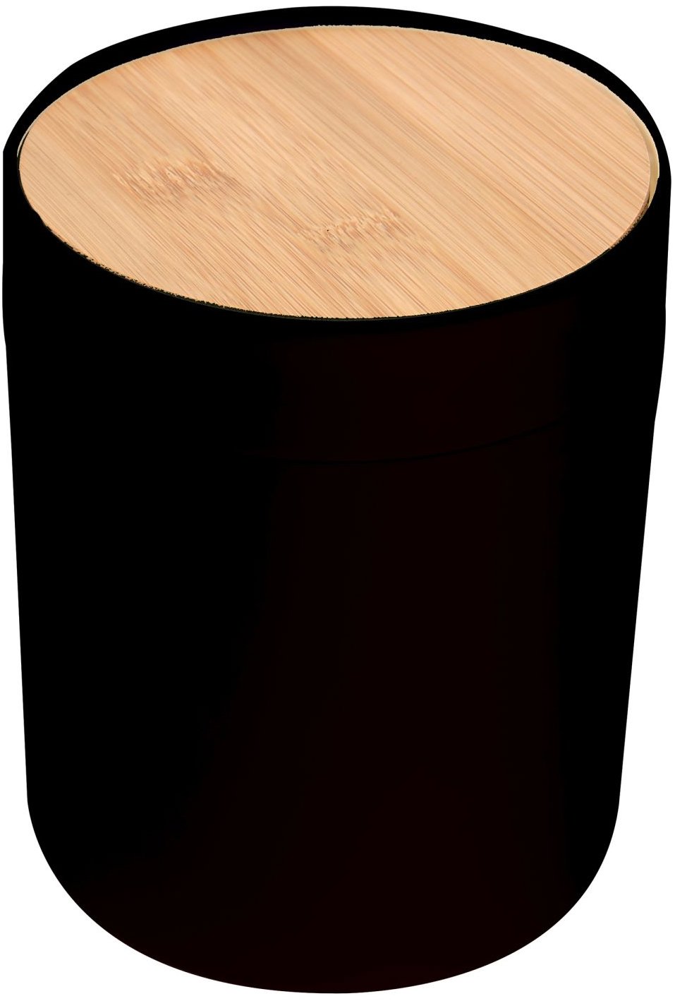 Spirella výklopný koš Alais, černý plast, s bambusovým víkem, 2,5 l