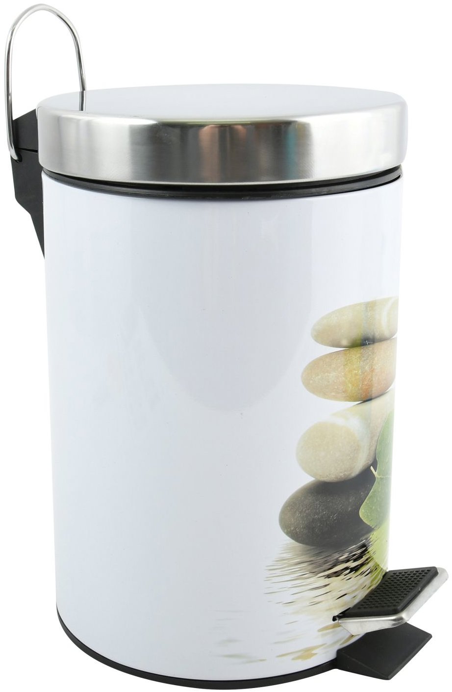 MSV pedálový odpadkový koš Fleurs, ocel s přírodním motivem Stone, 3 l