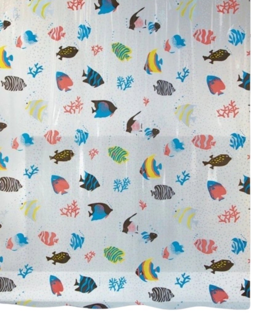 Spirella sprchový závěs FISH, motiv rybičky, čirý, 180 × 200 cm , PEVA