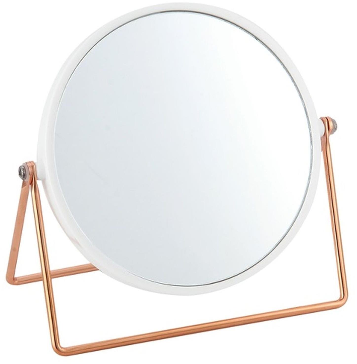 MSV kosmetické zvětšovací zrcátko Pretty, bílé, plast, měděný stojánek