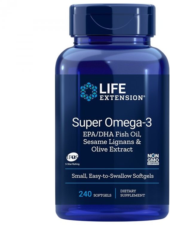 Life Extension Super Omega-3 EPA/DHA rybí olej, sezamové lignany, 240 gelových kapslí