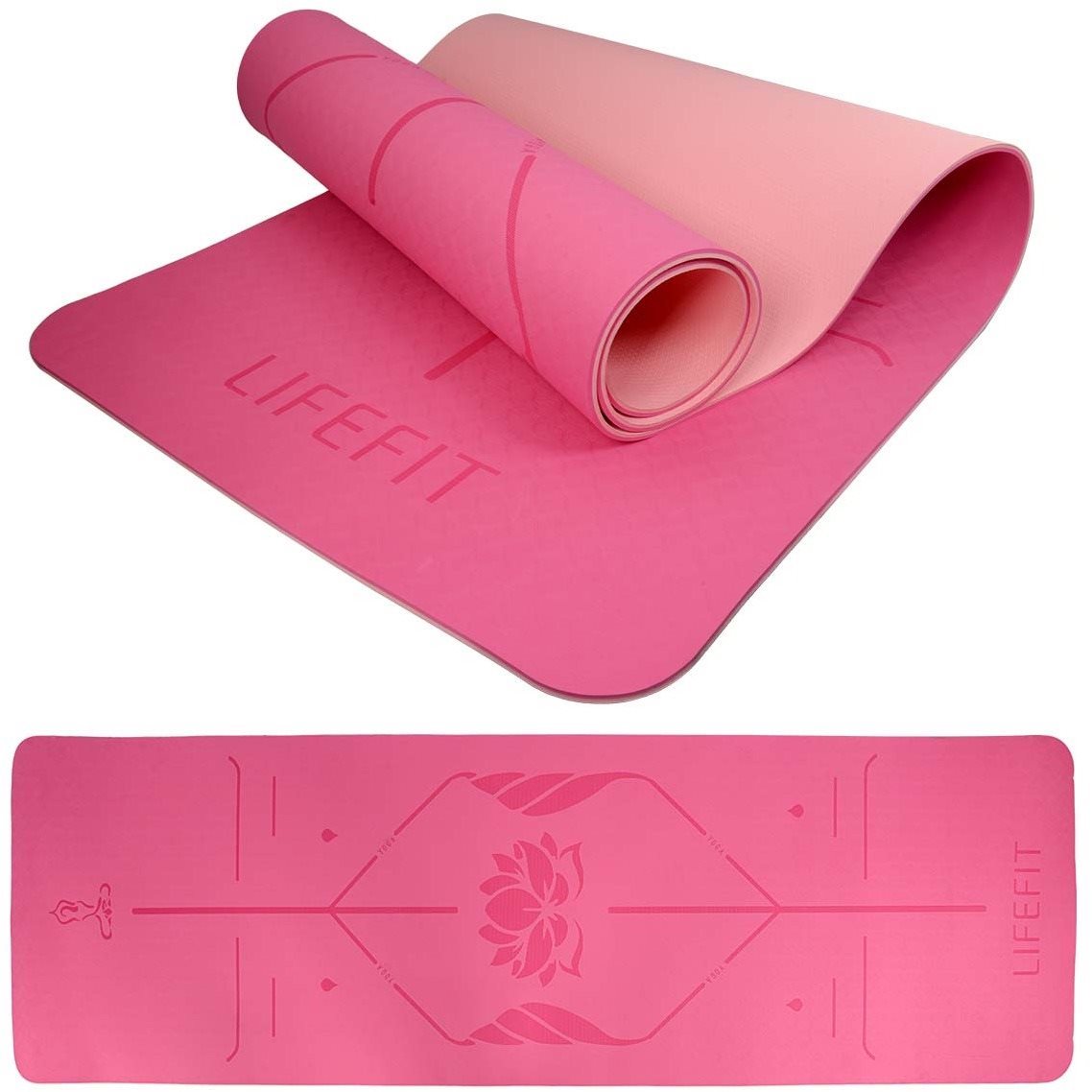 Lifefit YOGA MAT LOTOS DUO, 183x58x0,6cm, růžová
