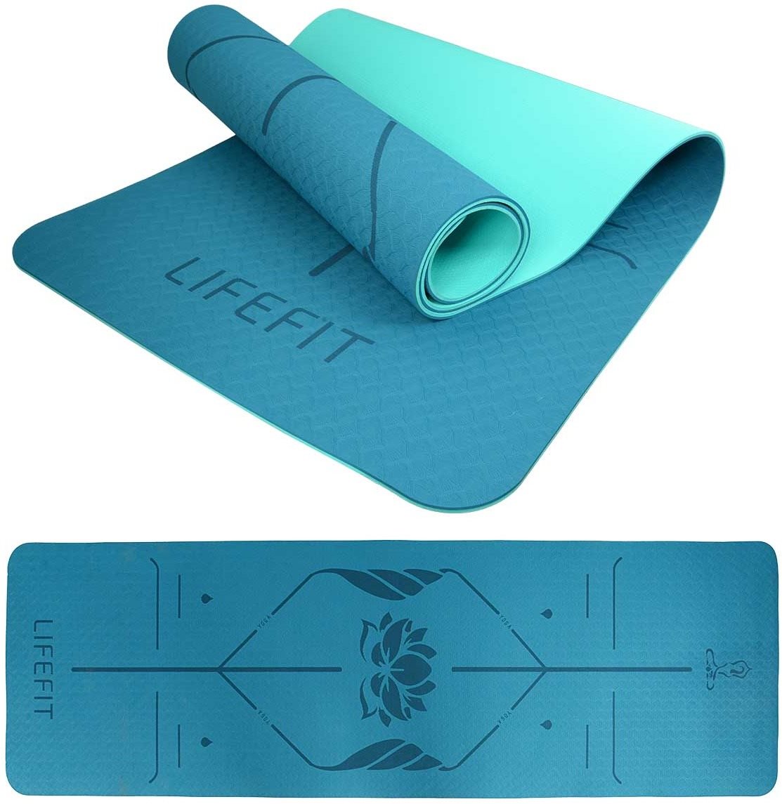 Lifefit YOGA MAT LOTOS DUO, 183x58x0,6cm, tyrkysová