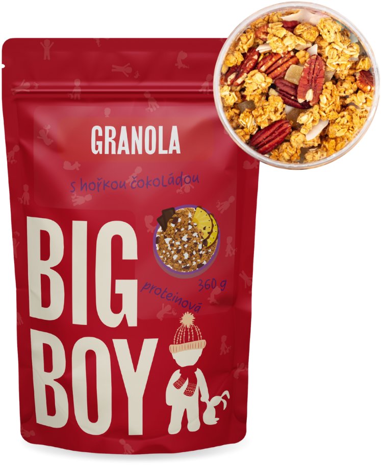 BIG BOY Proteinová granola s hořkou čokoládou a pekany 360 g