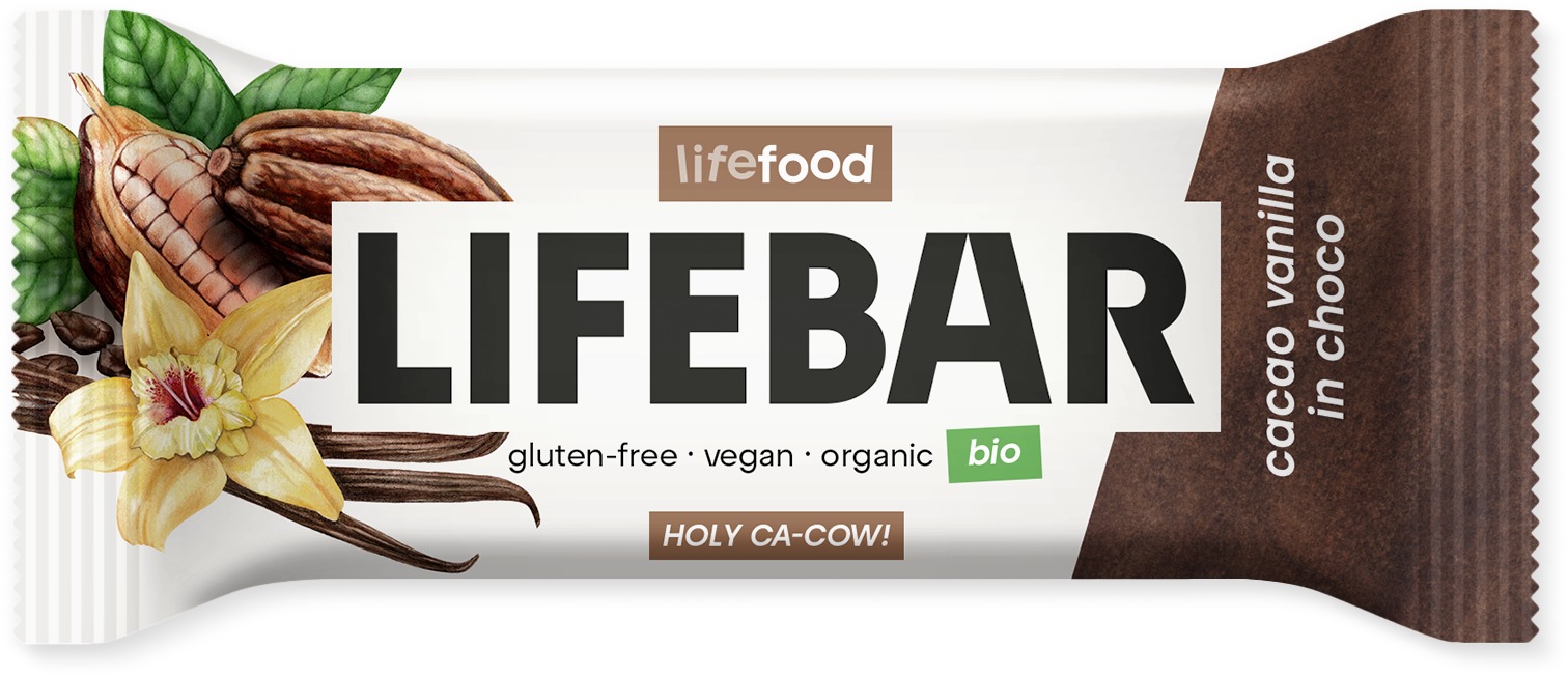 Lifefood Lifebar InChoco S kakaovými boby a vanilkou RAW BIO 40 g