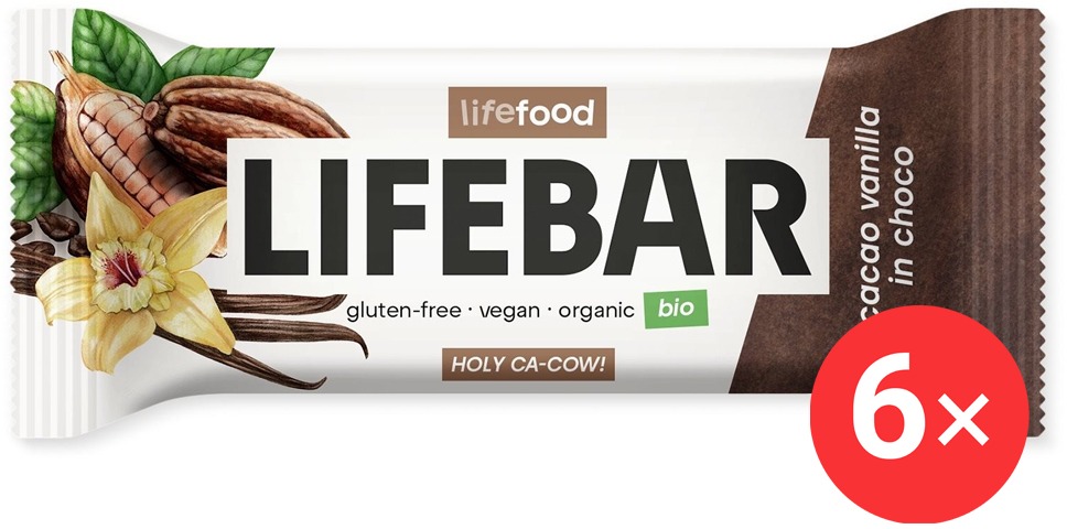 Lifefood Lifebar InChoco S kakaovými boby a vanilkou RAW BIO 6 x 40 g