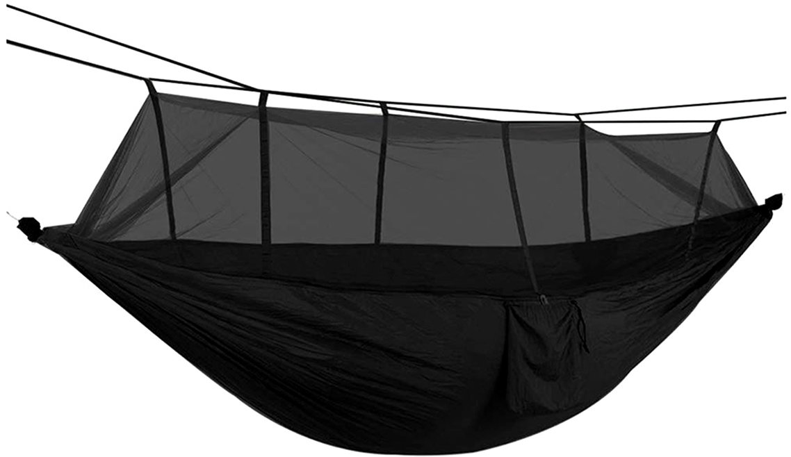 APT AG233I Turistická hamaka s moskytiérou 260 × 140 cm černá
