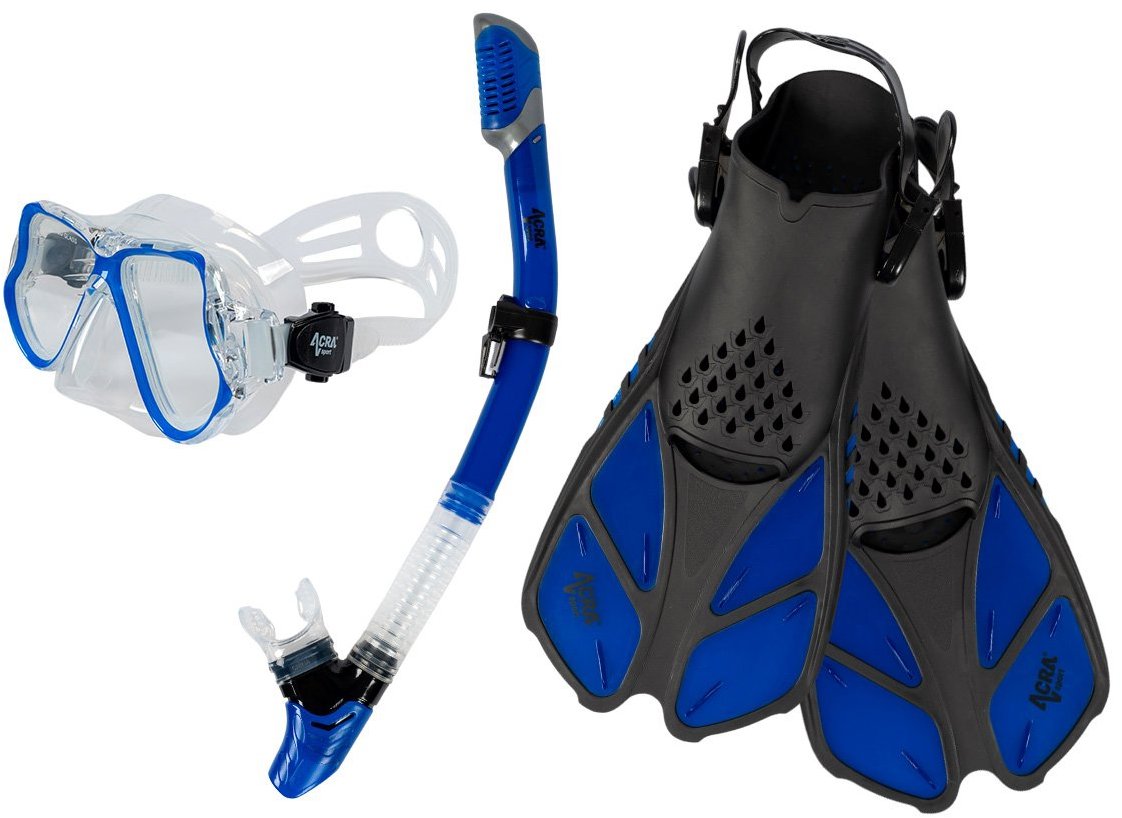 Acra šnorchlovací set 3v1 m6213, modrý, brýle, šnorchl, ploutve 42-47