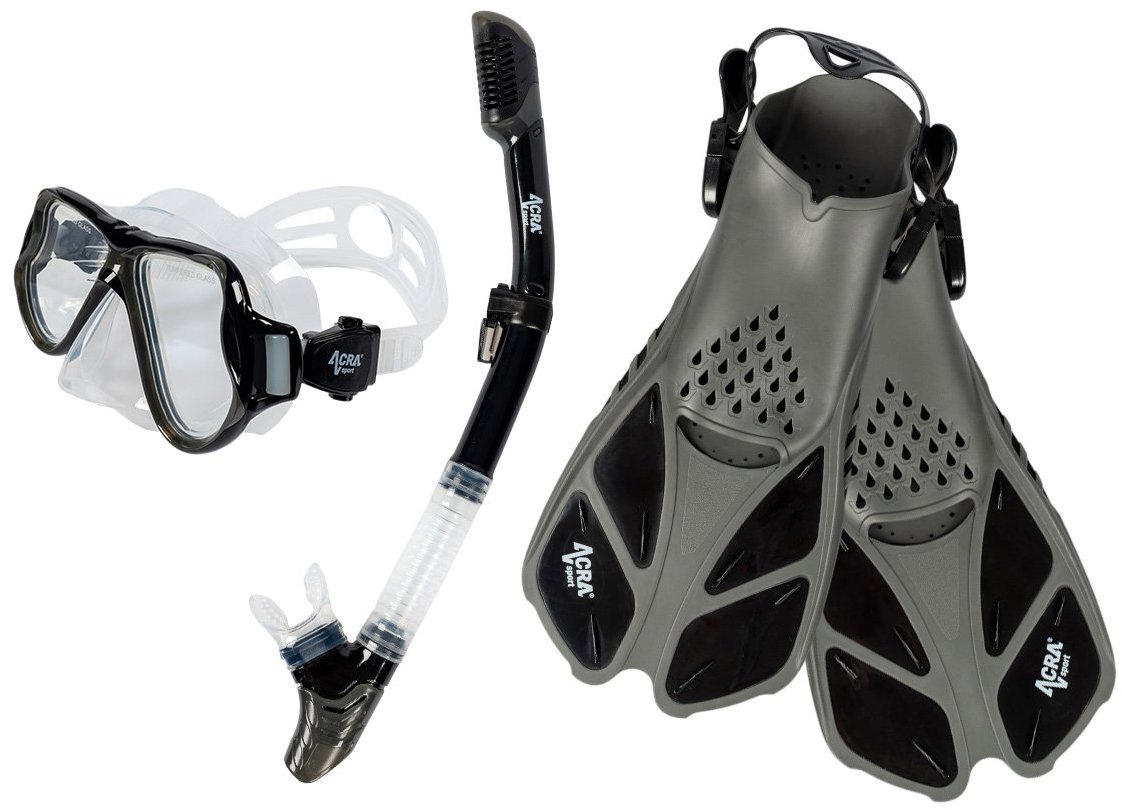 Acra šnorchlovací set 3v1 m6213, černý, brýle, šnorchl, ploutve 42-47