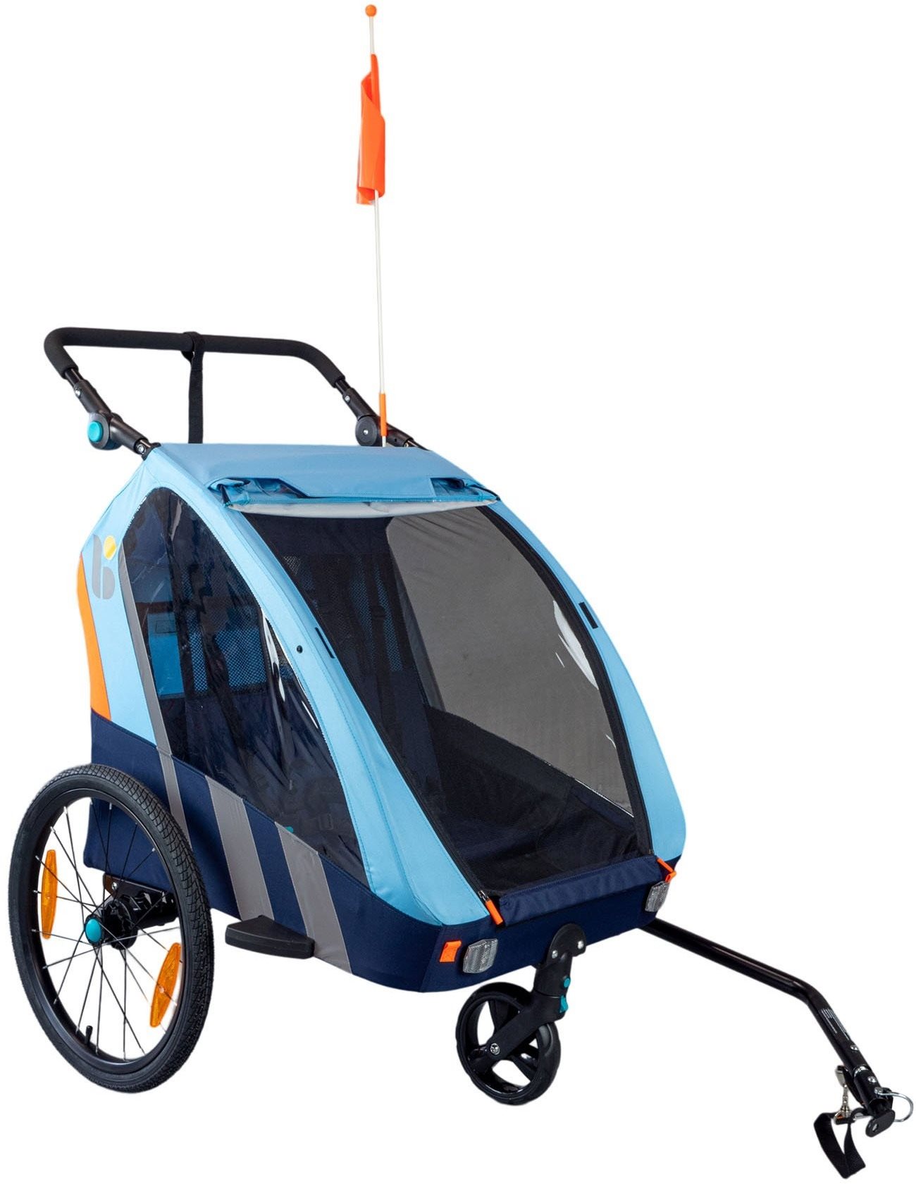 Bellelli Trailblazer dětský kombinovaný vozík za kolo + kočárek pro 2 děti - modrý