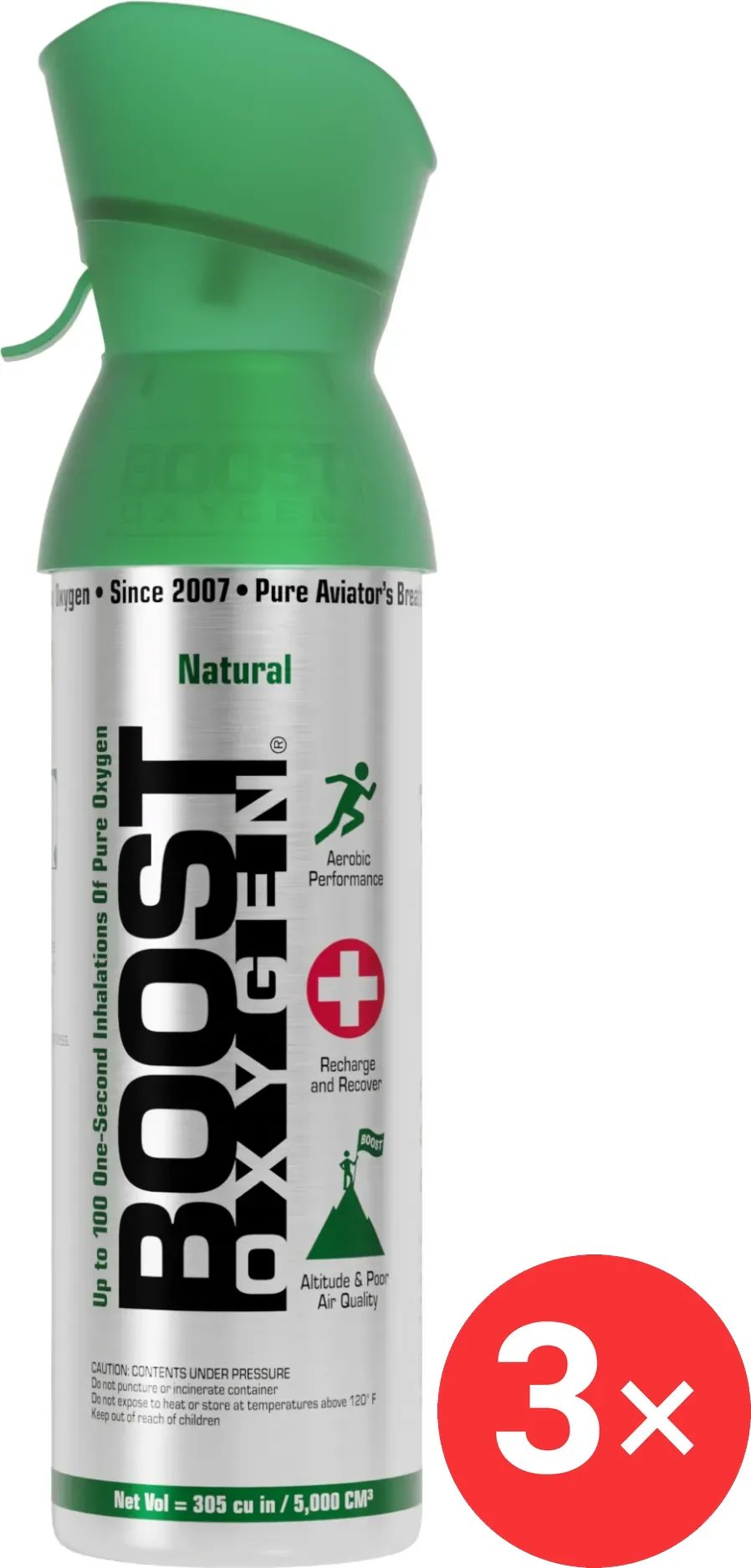 Boost Oxygen Doplňkový kyslík v plechovce Přírodní, malý, 3 × 3 l