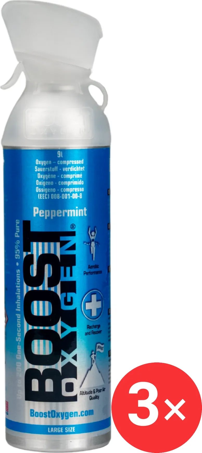 Boost Oxygen Doplňkový kyslík v plechovce Peppermint, velký, 3 × 9 l