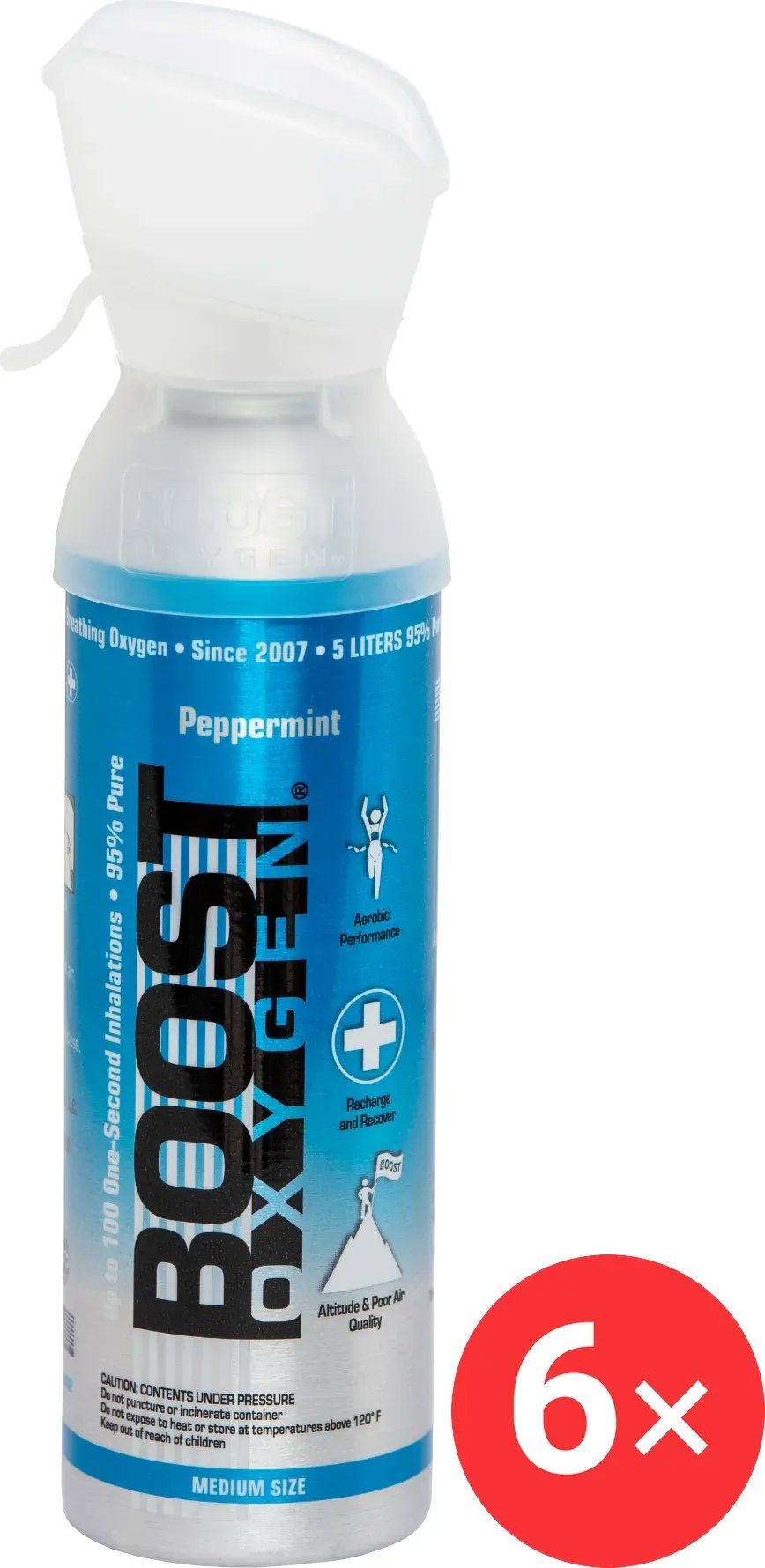 Boost Oxygen Doplňkový kyslík v plechovce Peppermint, malý, 6 × 3 l