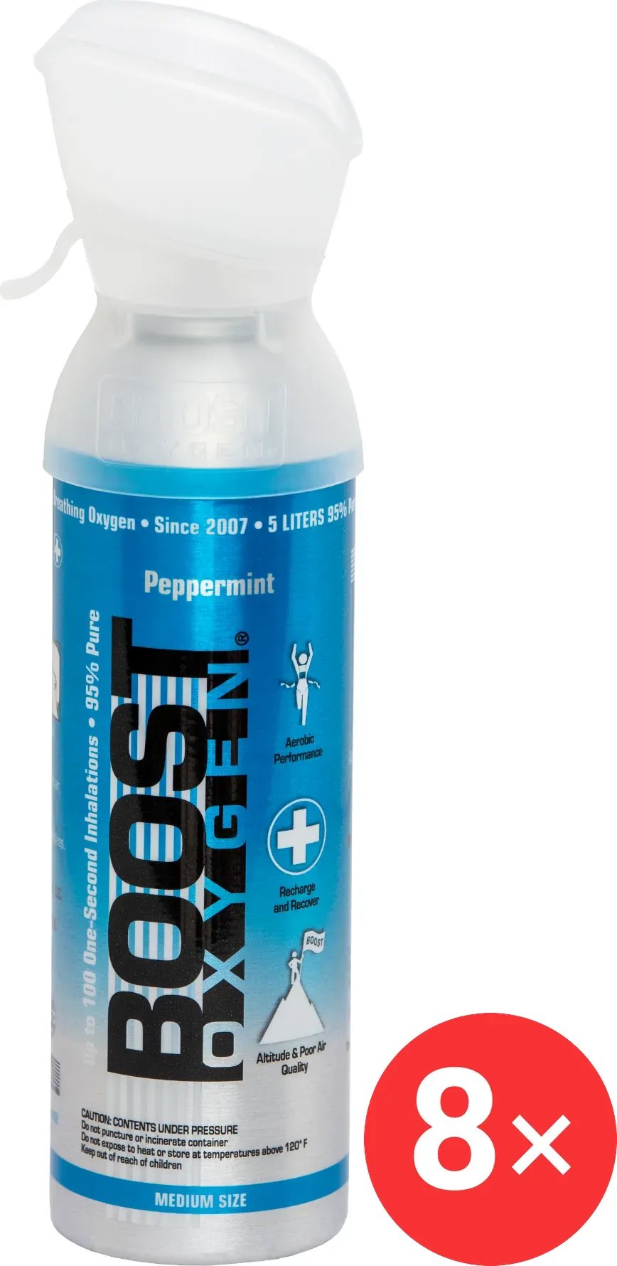 Boost Oxygen Doplňkový kyslík v plechovce Peppermint, malý, 8 × 3 l
