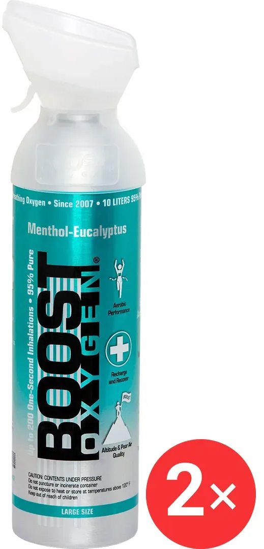 Boost Oxygen Doplňkový kyslík v plechovce Mentol Eukalyptus, velký, 2 × 9 l