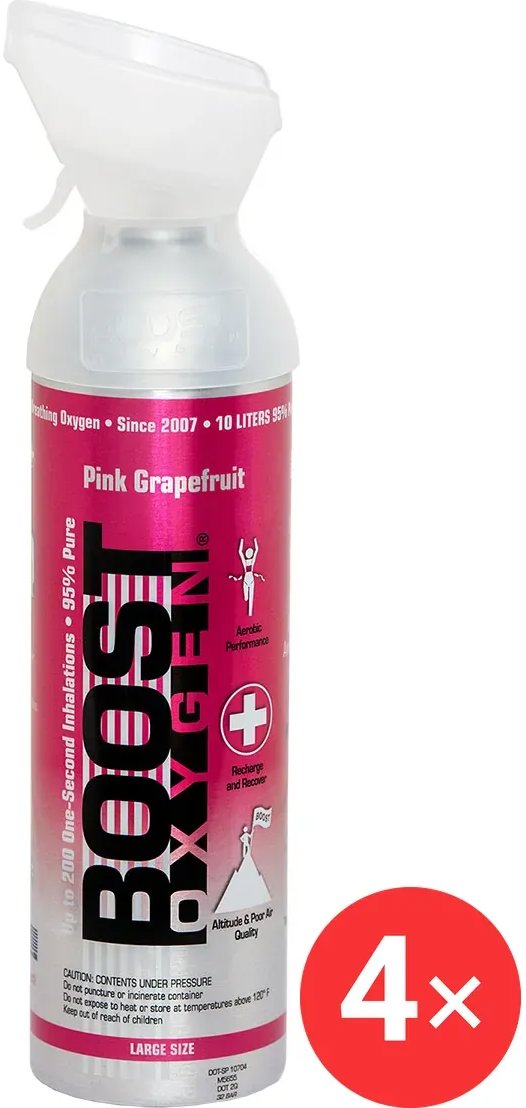 Boost Oxygen Doplňkový kyslík v plechovce Růžový Grapefruit, velký, 4 × 9 l