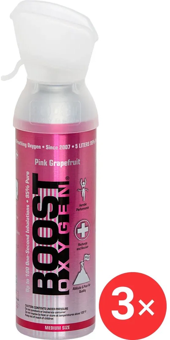 Boost Oxygen Doplňkový kyslík v plechovce Růžový Grapefruit, střední, 3 × 5 l