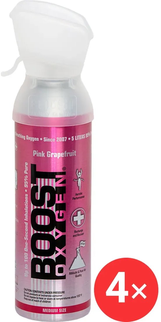 Boost Oxygen Doplňkový kyslík v plechovce Růžový Grapefruit, střední, 4 × 5 l