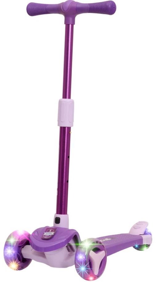 Story Dětská tříkolová koloběžka Mini Friends s LED kolečky scooter, fialová