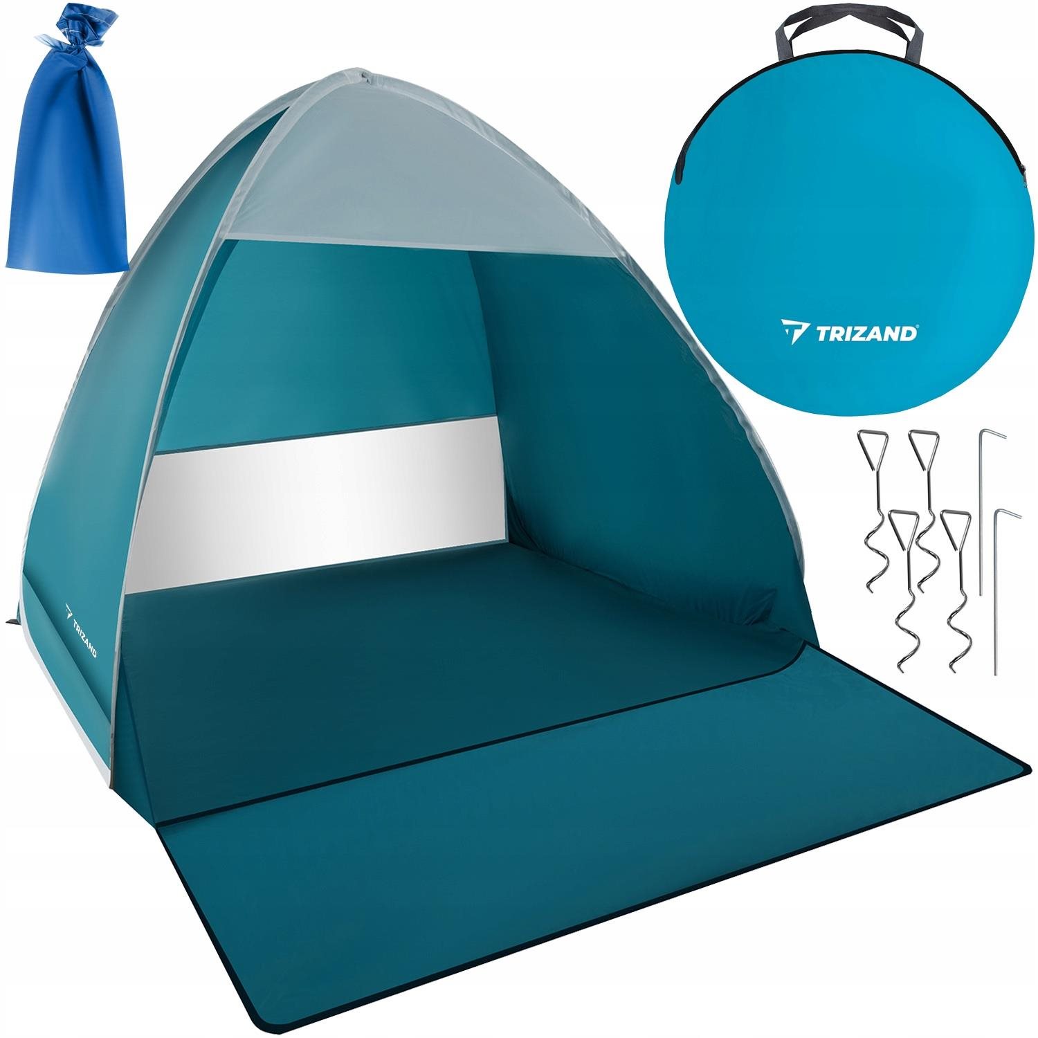 Trizand 23479 Samorozkládací stan plážový 200 × 150 × 110 cm, modrobílý