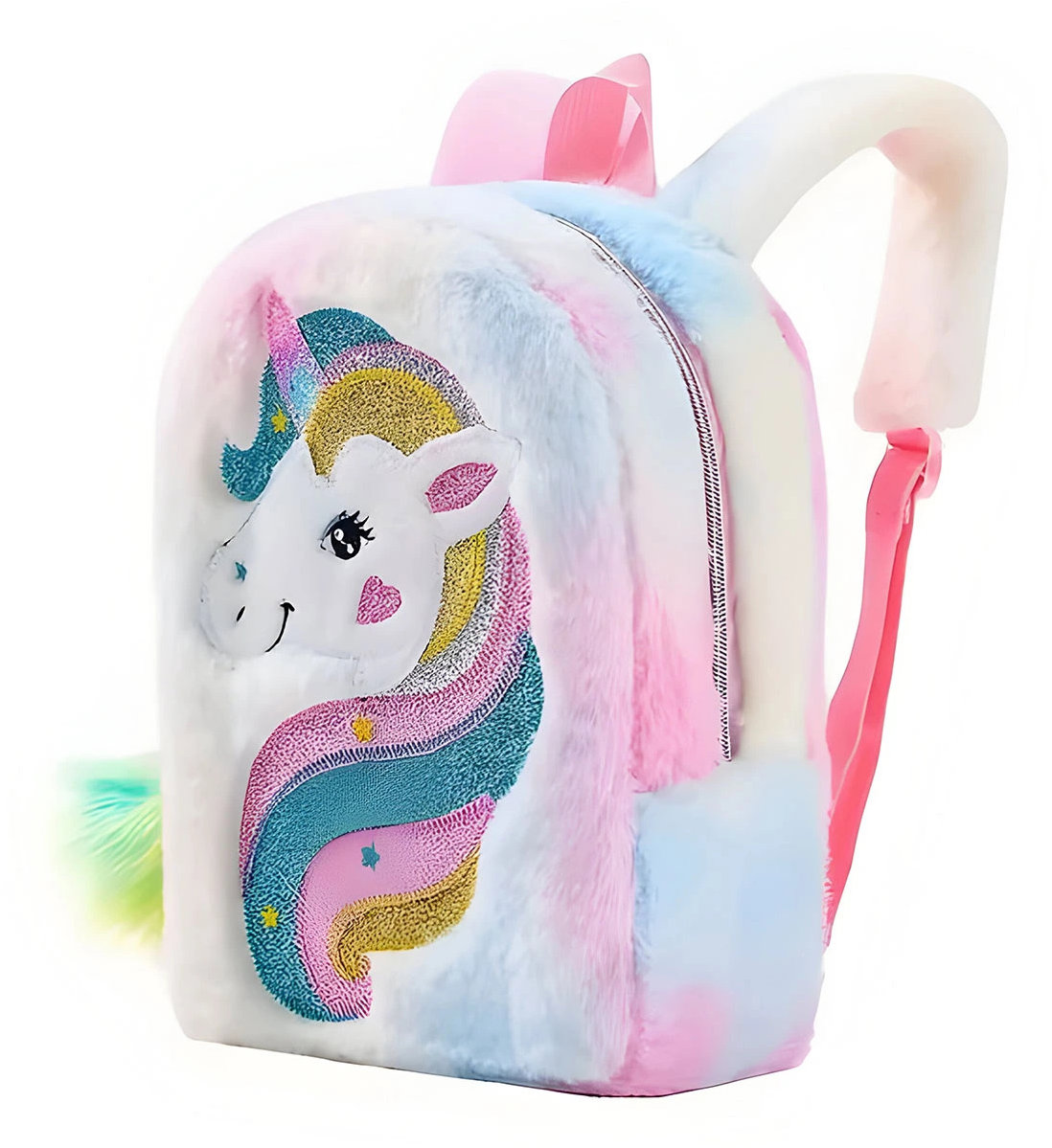 Excellent chlupatý/plyšový, duhový - Unicorn