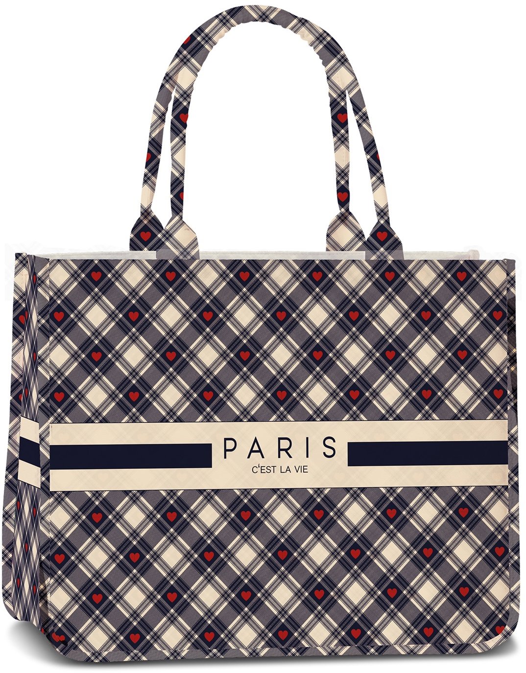 Fabrizio Taška Beach Bag Paris Dark Blue/Natural