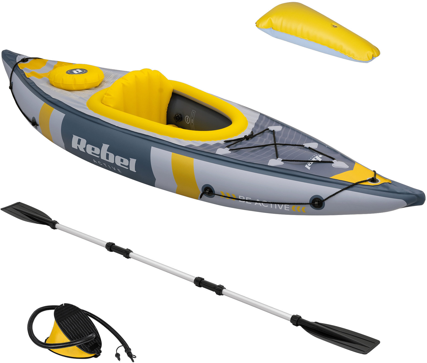 Rebel RBA-4515 Nafukovací kajak 282 × 90 cm, 80 kg, šedý