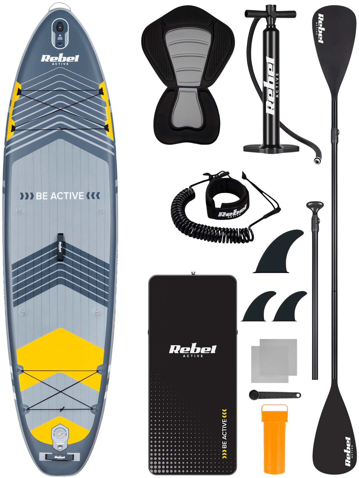 Rebel RBA-4507 Paddleboard SUP s příslušenstvím 335 cm, 140 kg, šedý