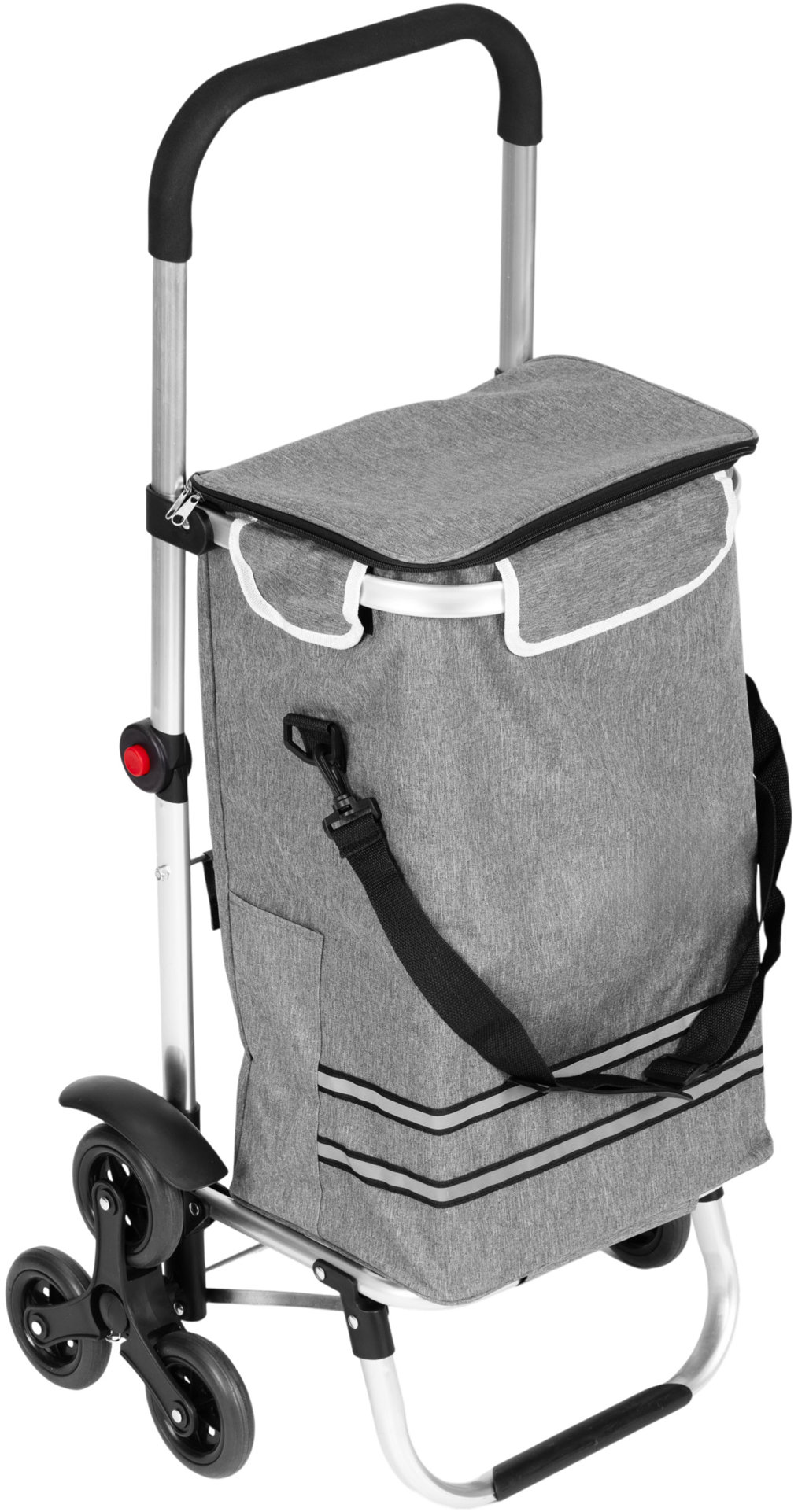 ModernHome PGJSFC023-GY Skládací nákupní vozík s taškou do schodů, 30 l, termo kapsa, šedý