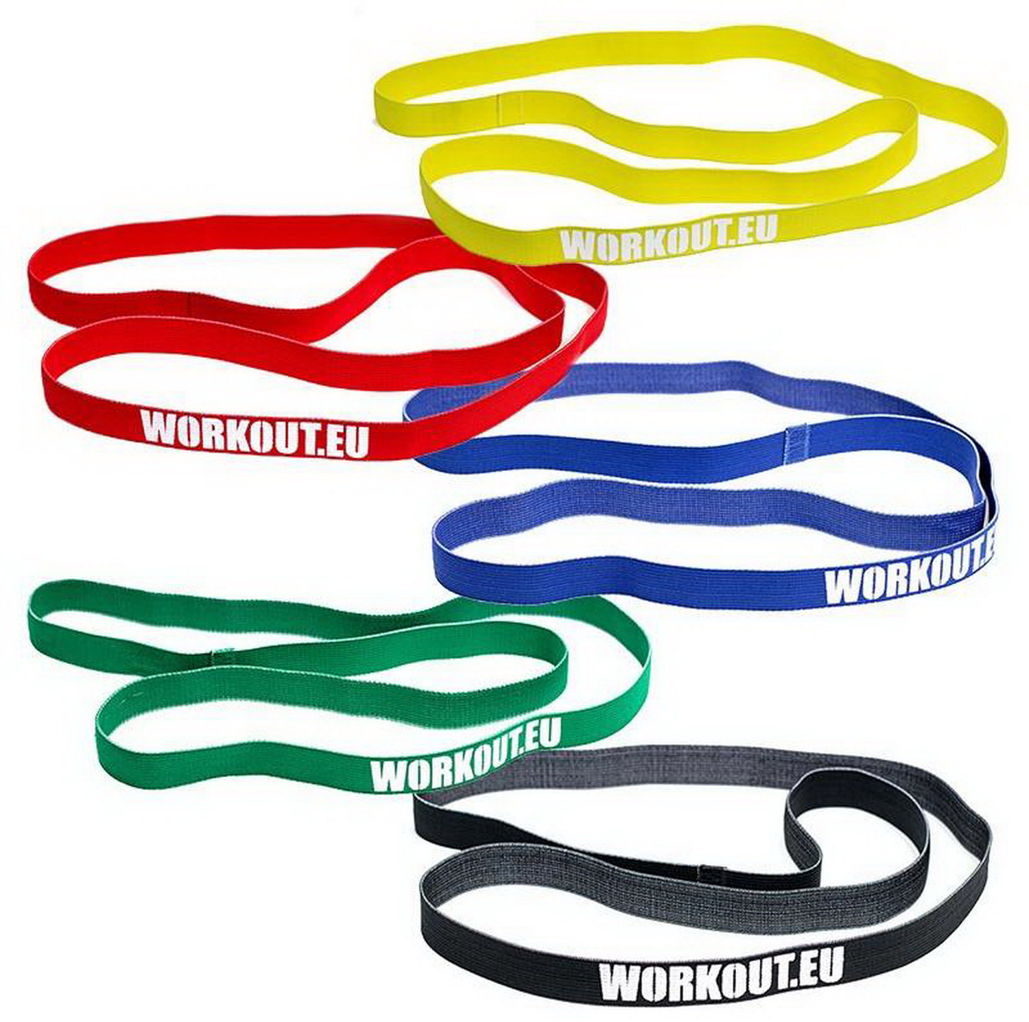 WORKOUT Výhodný set dlouhých textilních odporových textilních gum, 5 ks
