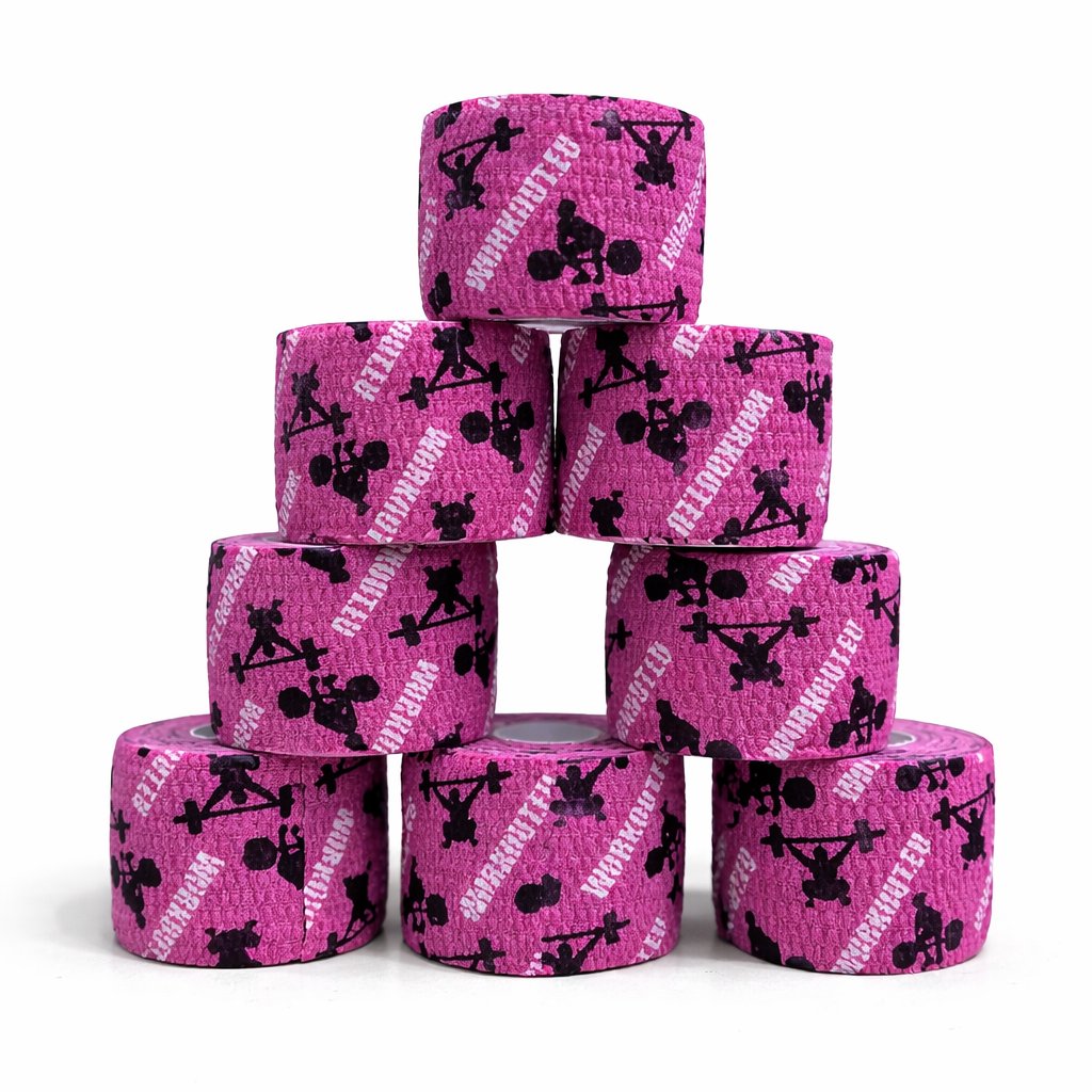 WORKOUT Set 8 ks Thumb Hookgrip tape - 7 m, růžový