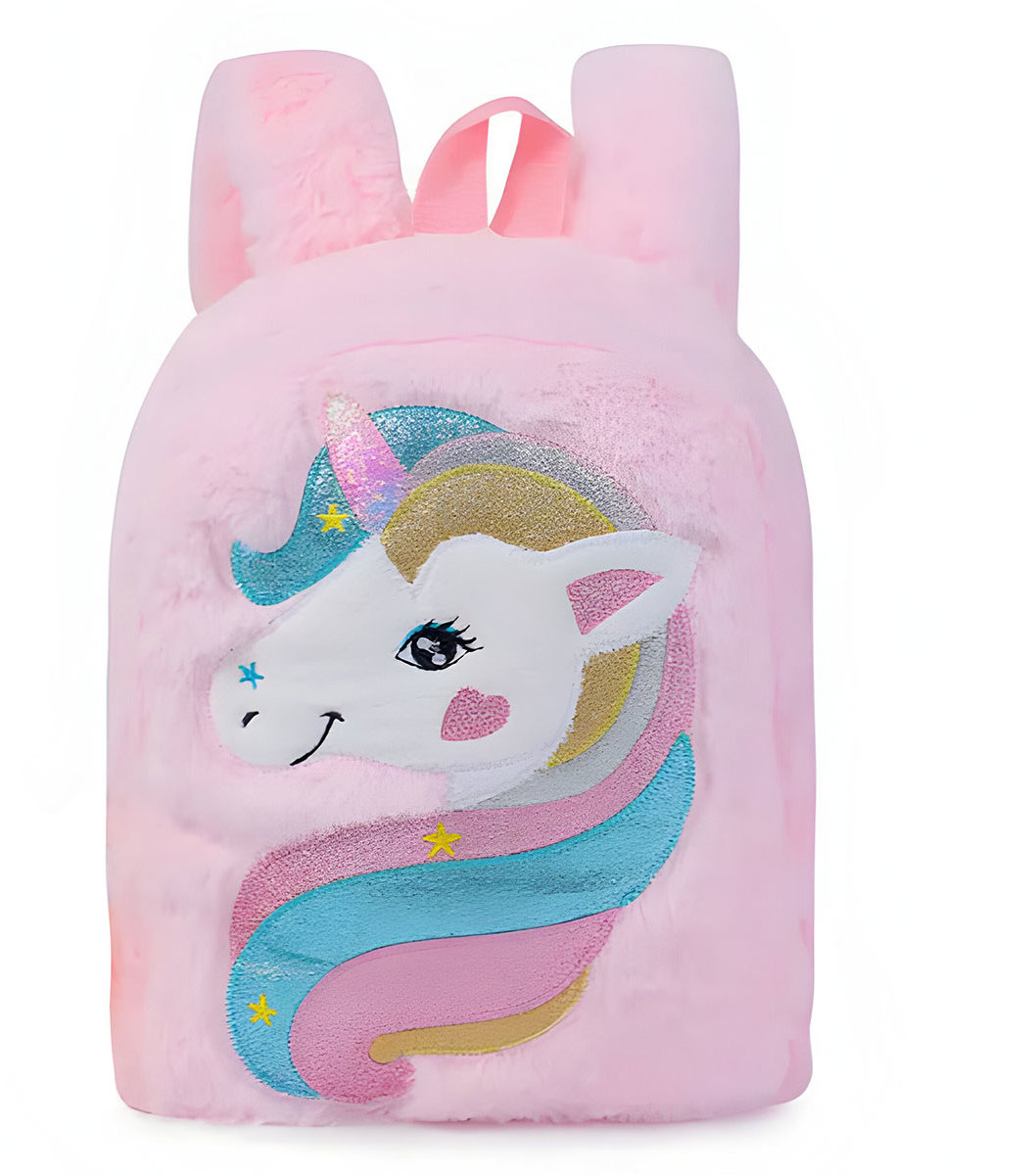 Excellent Chlupatý plyšový batoh, růžový - Unicorn