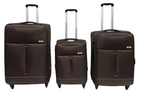 Bavytoy Cestovní kufr látkový dark brown, 3 ks