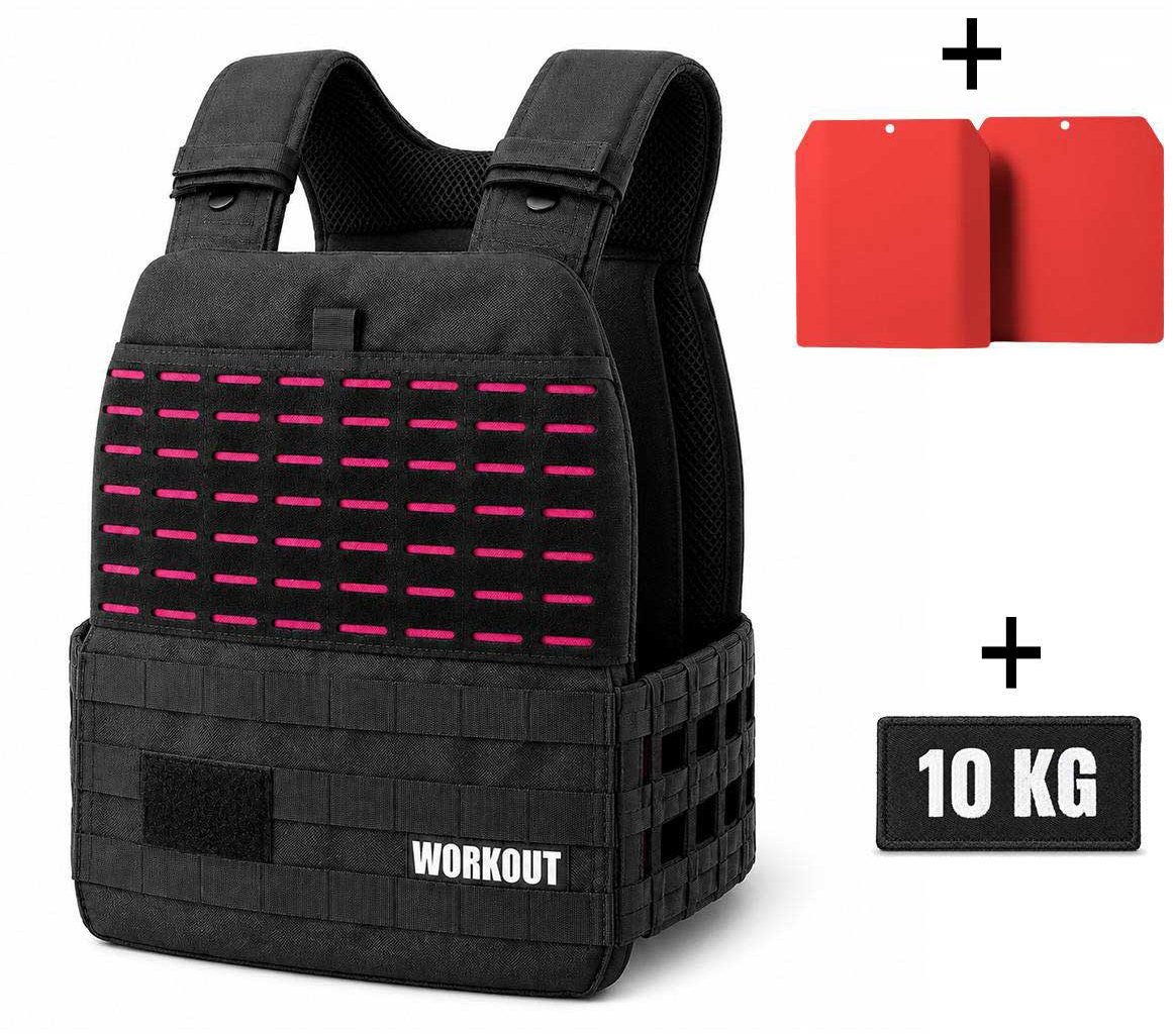 WORKOUT Zátěžová taktická plátová vesta 10 kg - černorůžová