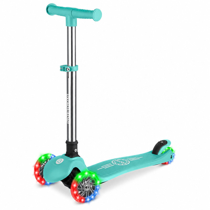 Ricokids 765700 Tříkolová balanční koloběžka s LED kolečky Glow, tyrkysová