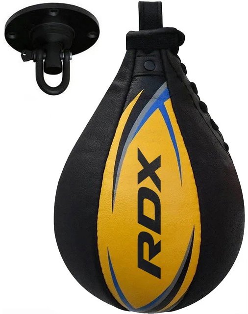 RDX Boxovací hruška S2, kožená, žluto-modrá