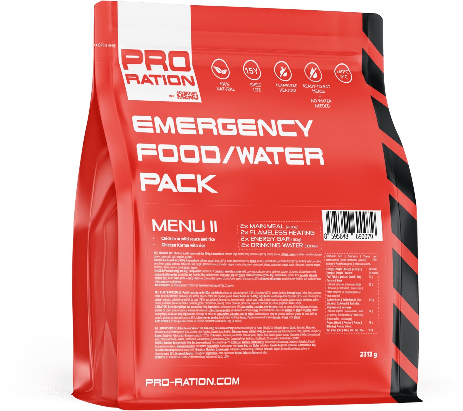Adventure Menu Pro-Ration Emergency food pack menu II