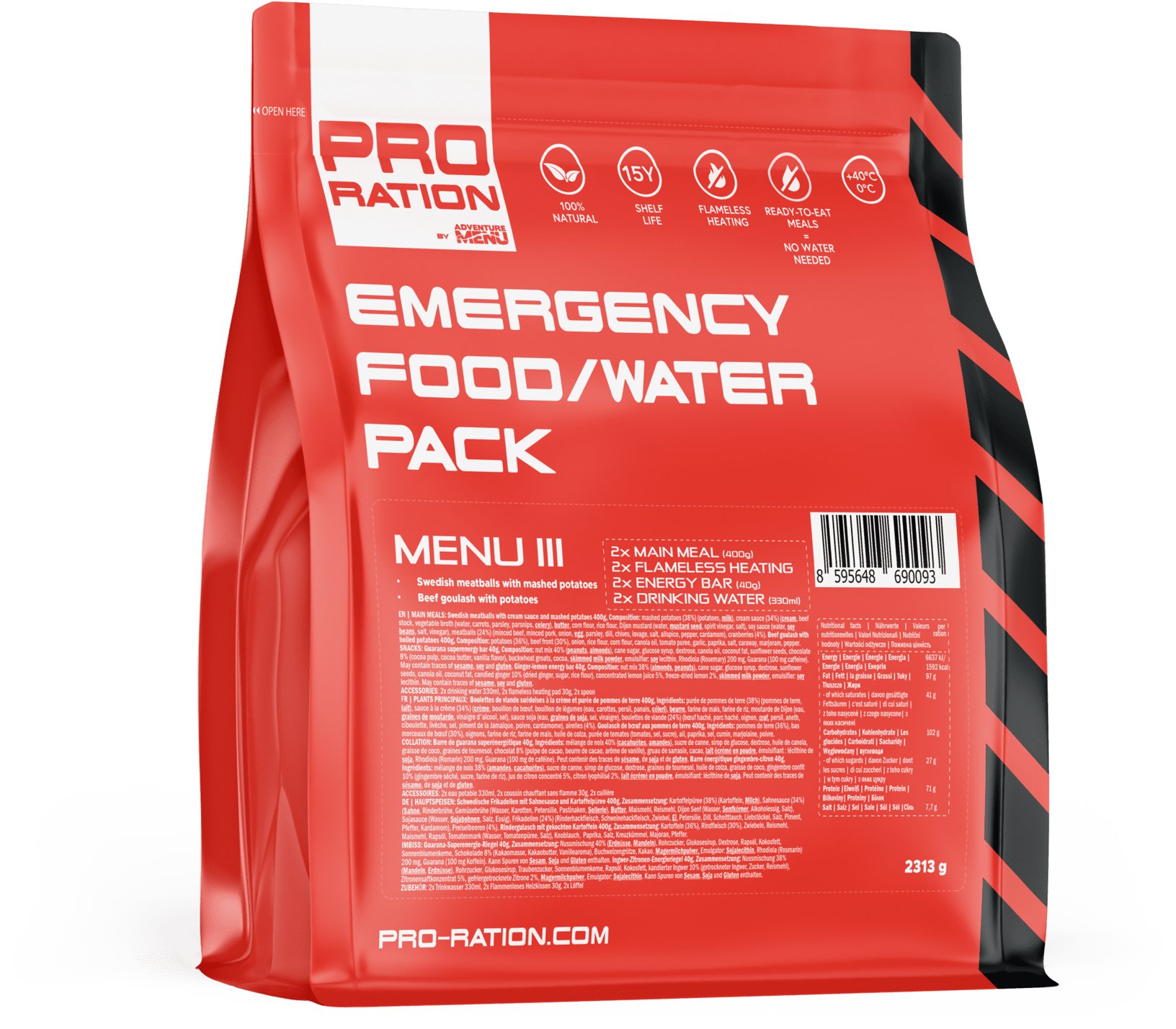 Adventure Menu Pro-Ration Emergency food pack menu III