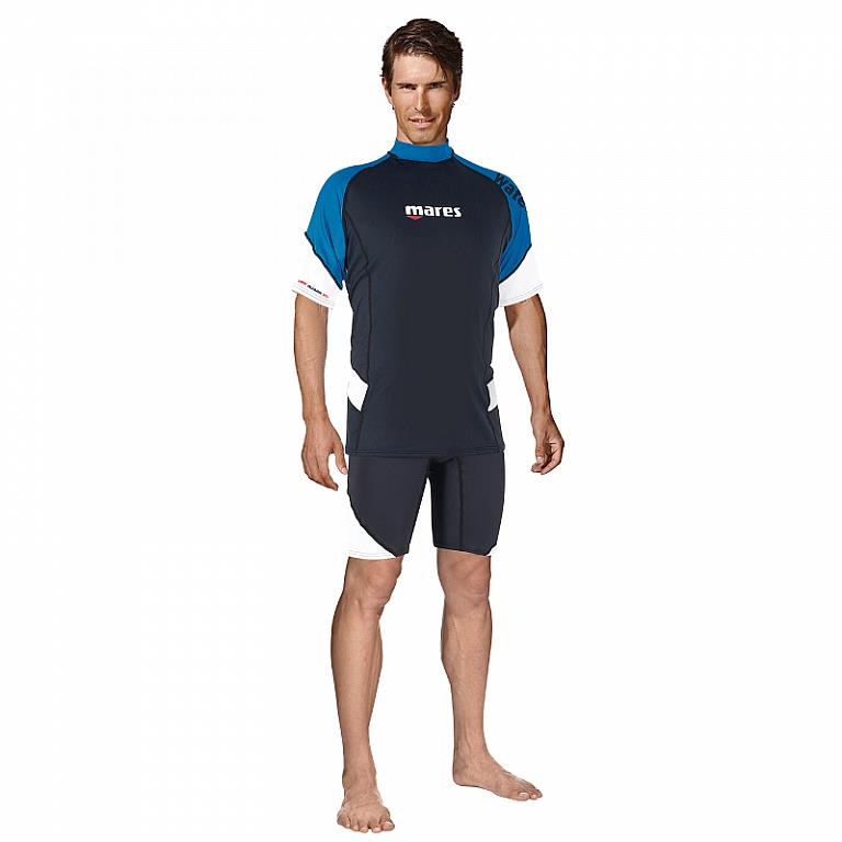 Mares Pánské lycrové triko RASHGUARD LOOSE FIT, krátký rukáv XL modrá