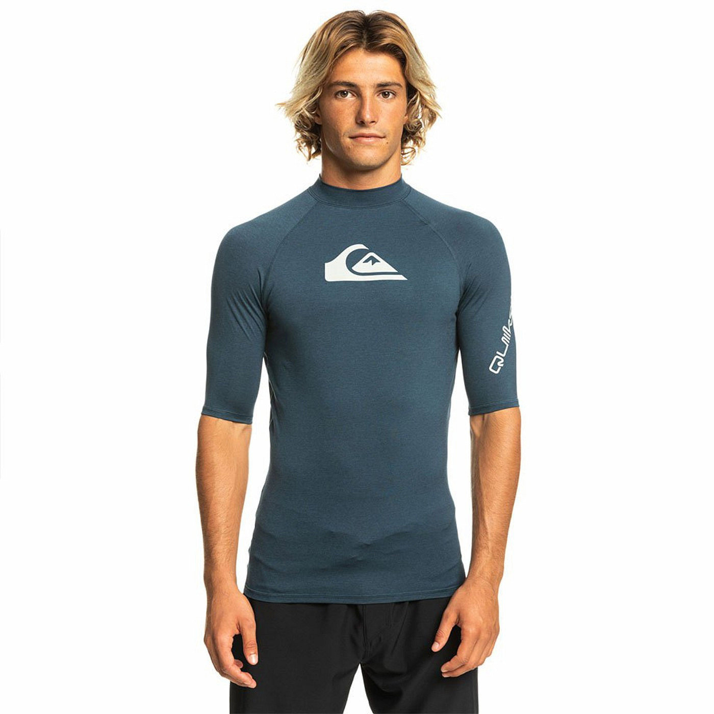Quiksilver Pánské lycrové triko UPF50 krátký rukáv, M navy heather