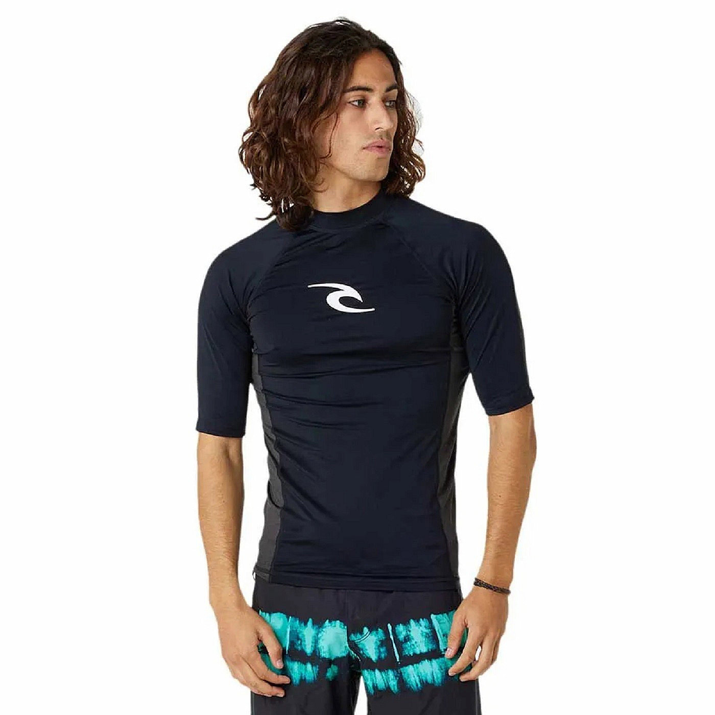 RIP CURL Pánské lycrové triko Waves, krátký rukáv, L černé