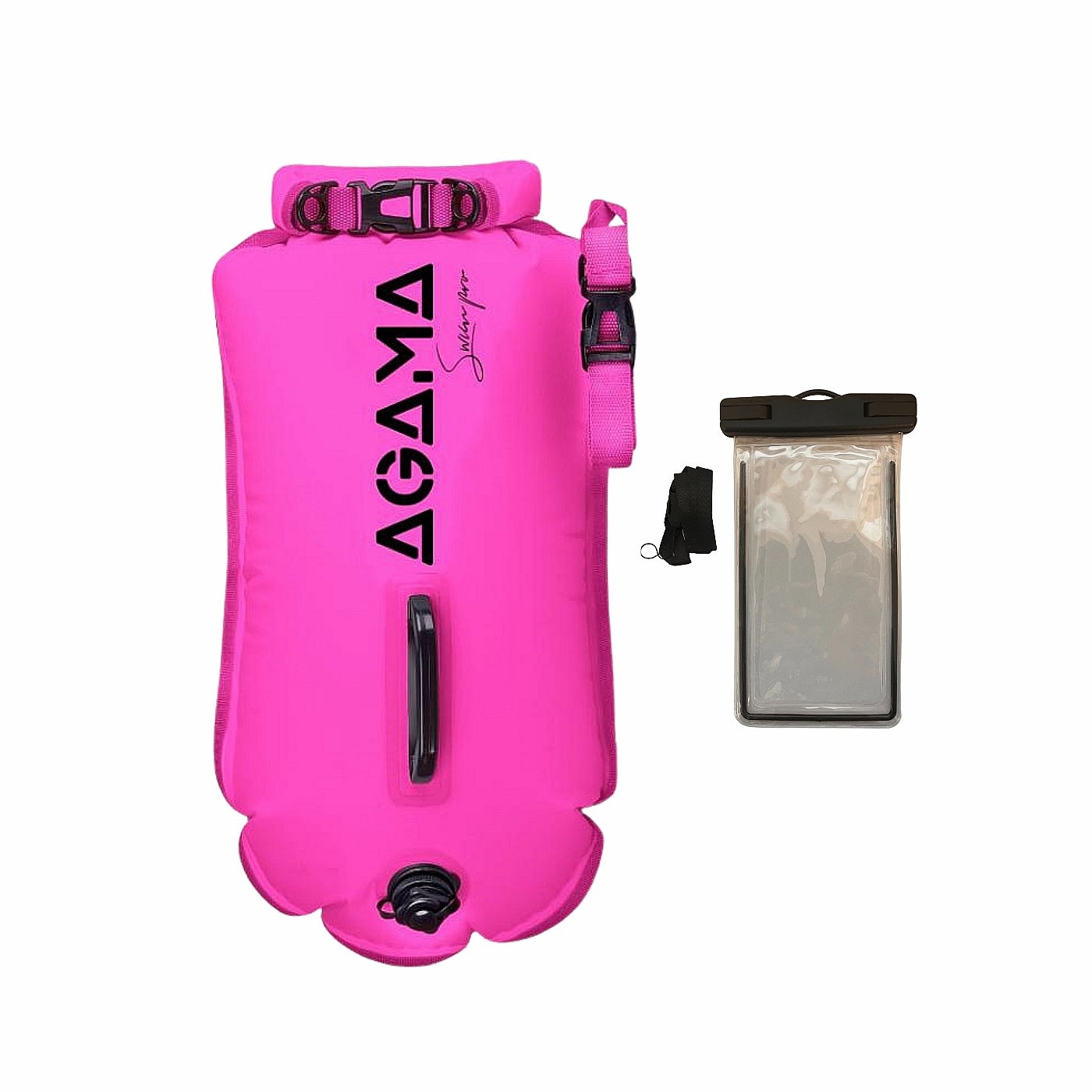 Agama Plavecká bójka a suchý vak SWIM PRO 28 L + pouzdro na mobil, růžová