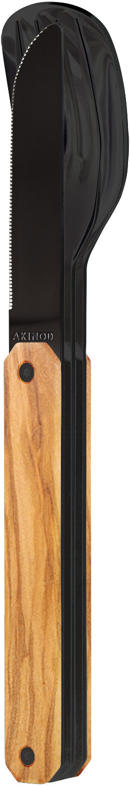 Akinod magnetický příborový set 12h34 black mirror finish,olive wood