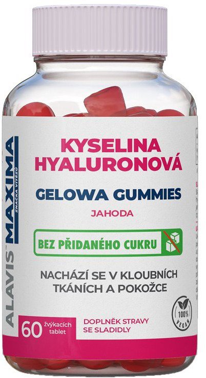 ALAVIS MAXIMA Kyselina Hyaluronová GELOWA GUMMIES Jahoda 60 žvýkacích tablet