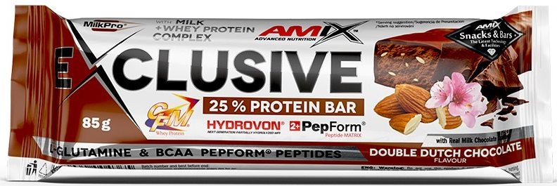 Amix Exclusive Protein Bar 85 g Příchuť: dvojitá čokoláda