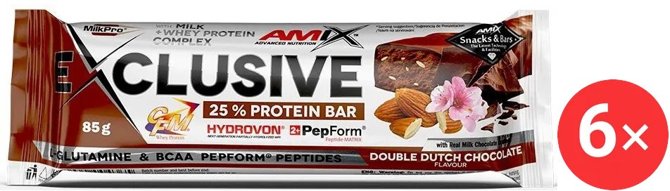 Amix Nutrition Exclusive Protein Bar, 6 x 85g, Double Dutch Chocolate