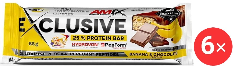 Amix Nutrition Exclusive Protein Bar, 6 x 85g, Banana-Chocolate